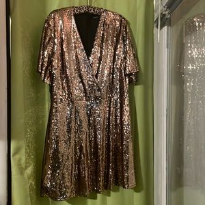 Plus size sequin rose gold dress